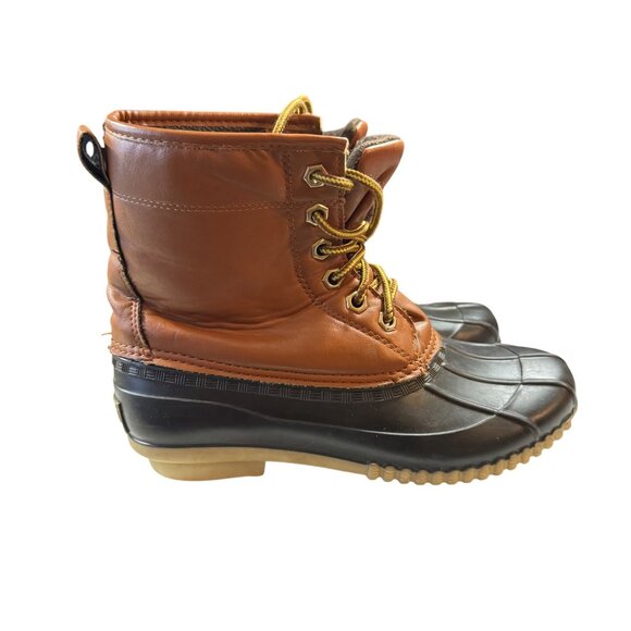 Canyon Creek Duck Boots Size 8 Women's Brown & Black Rubber & Leather Lace-Up - Picture 3 of 7